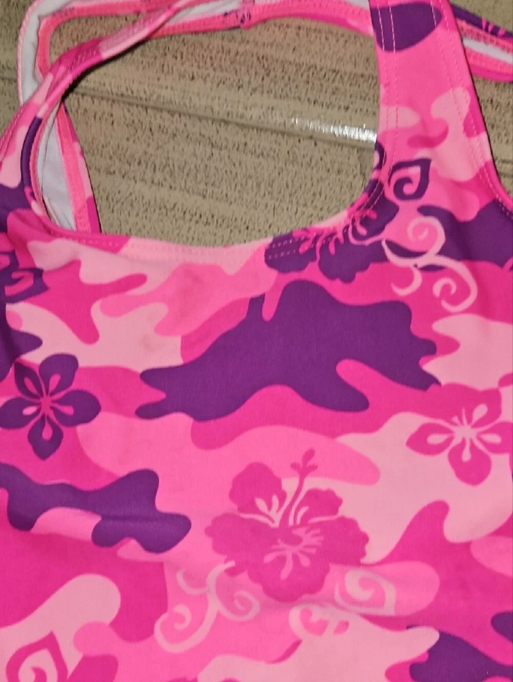 OP Pink Floral Camo One-Piece Swimsuit
